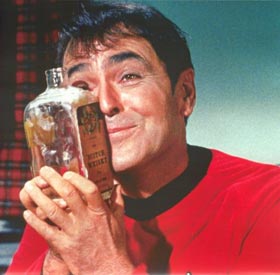 Scotty from Star Trek being very drunk