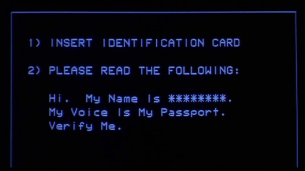 A computer screen showing the prompt 'My name is *****. My voice is my passport. Verify me.