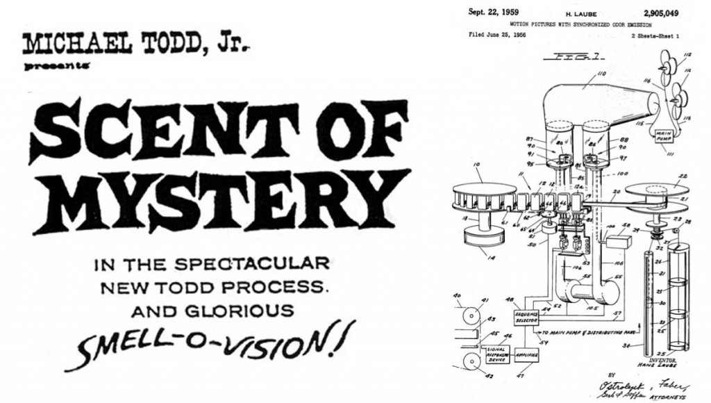 A vintage ad for a smell-o-vision film called 'Scent of Mystery'