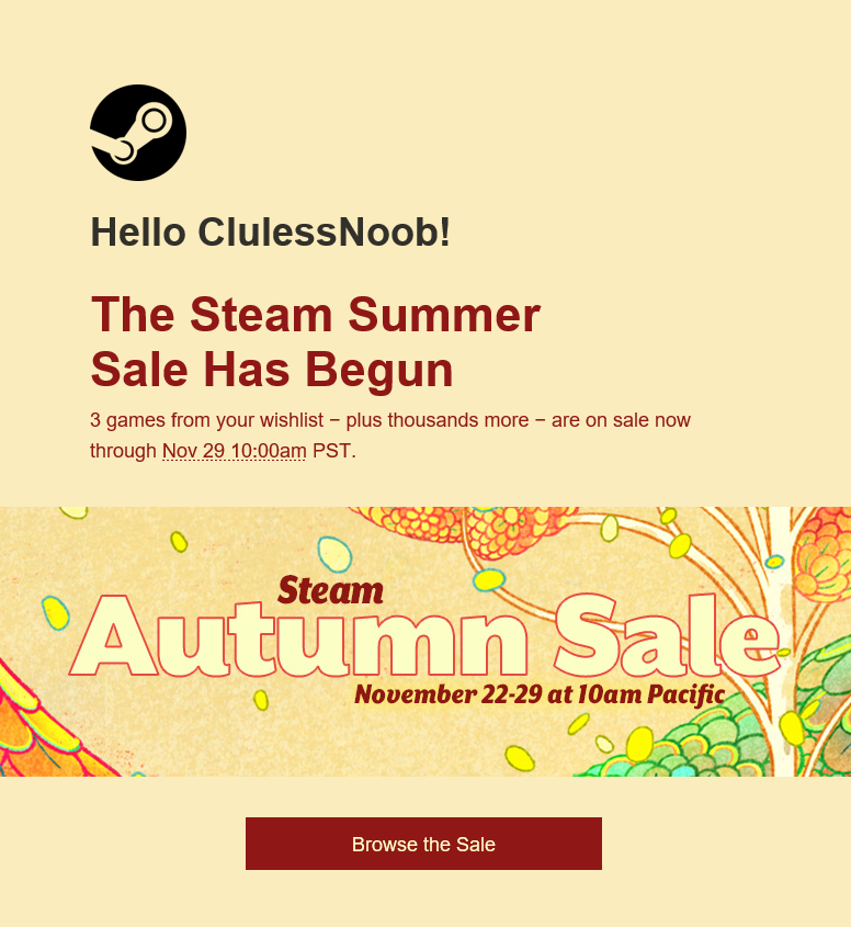 Steam's Autumn sale has begun